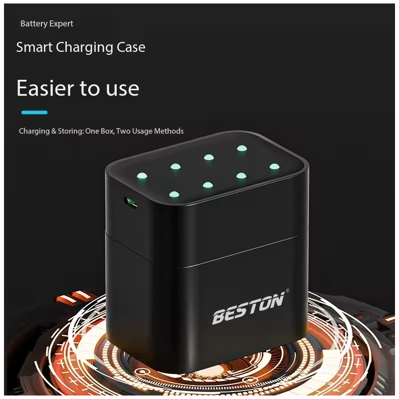 Chargeur intelligent Beston 8 emplacements AA + Piles AA Lithium 3600mWh | Recharge Rapide & Fiable 1.5V