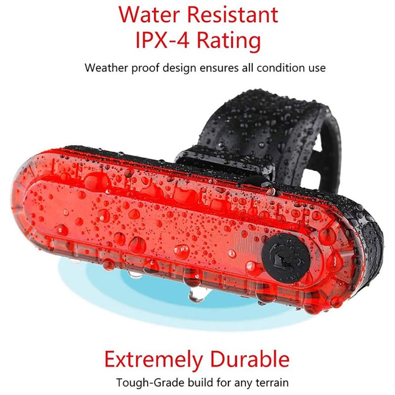 Feu arrière de vélo Rechargeable USB Rouge ultra lumineux Étanche IPX4 Accessoire cyclisme Haute visibilité