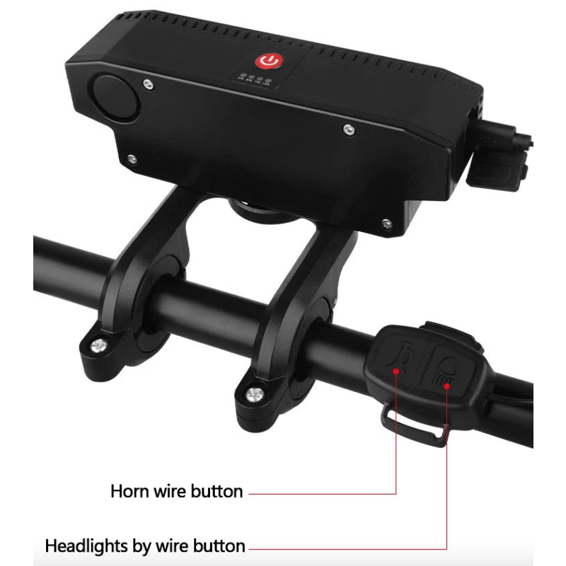 Feu avant de vélo rechargeable USB avec klaxon 120 dB accessoire sécurité cycliste urbain et aventureux