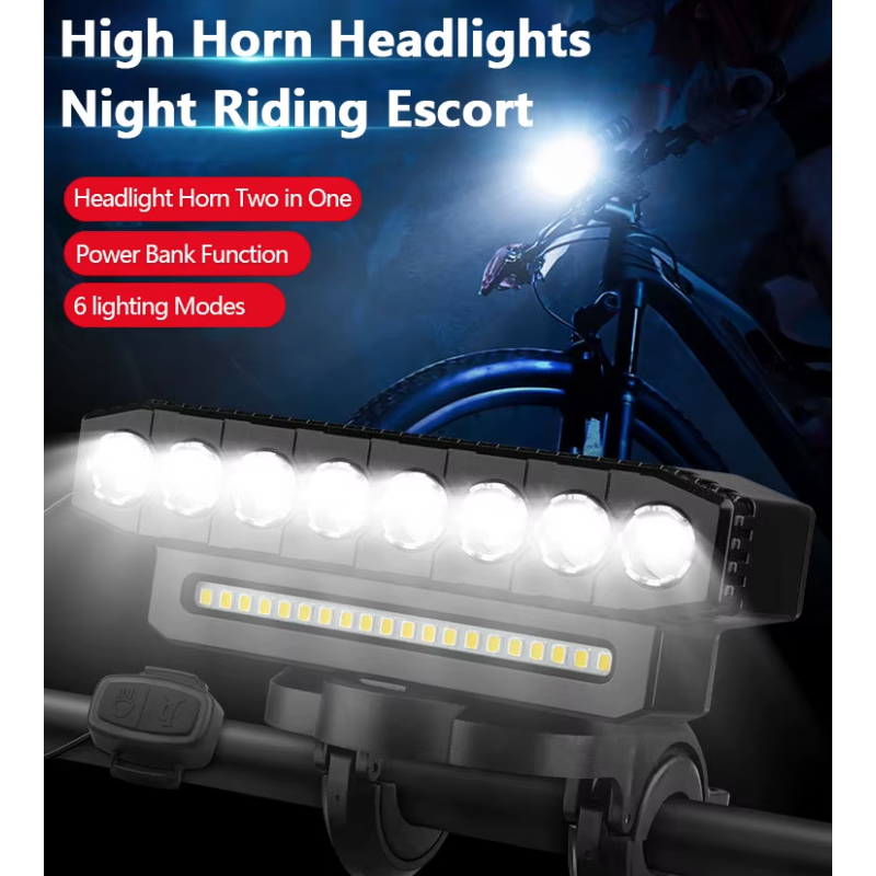 Feu avant de vélo rechargeable USB avec klaxon 120 dB accessoire sécurité cycliste urbain et aventureux