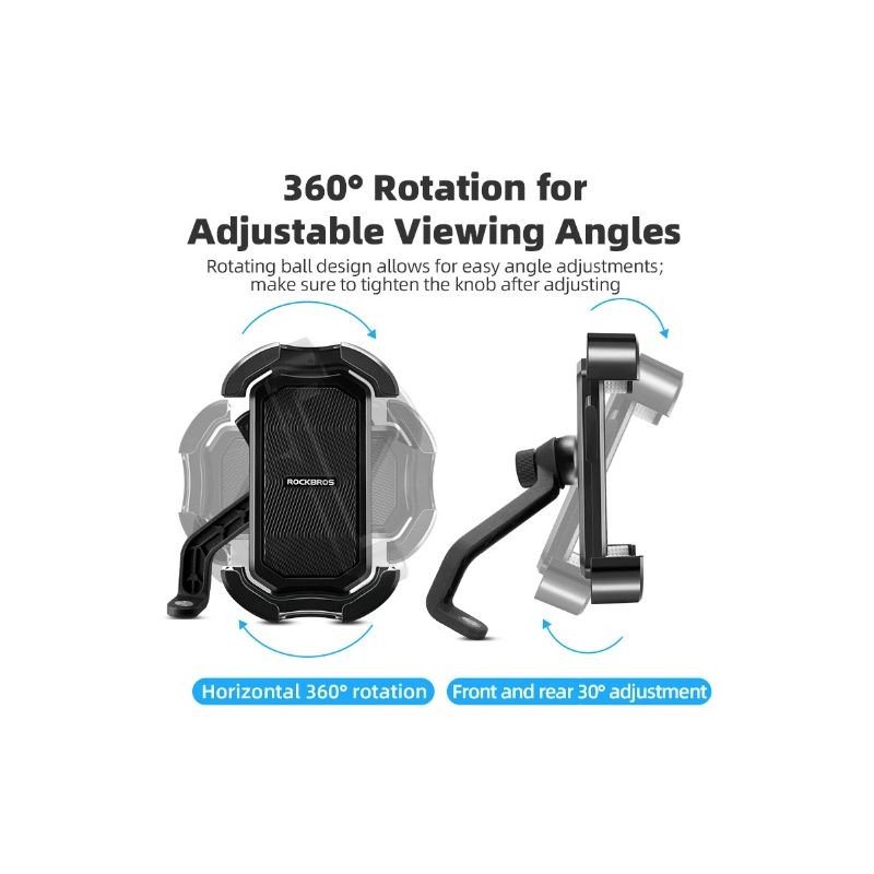 Support Téléphone ROCKBROS Vélo Moto 4.7-6.8 Pouces Antichoc Rotation 360° Accessoire Cyclisme Aventure