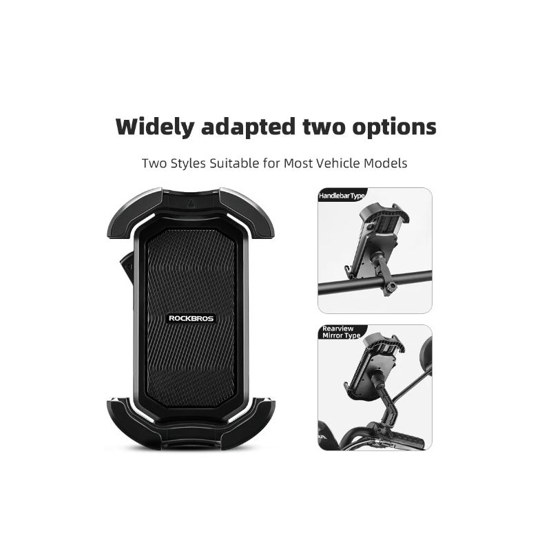 Support Téléphone ROCKBROS Vélo Moto 4.7-6.8 Pouces Antichoc Rotation 360° Accessoire Cyclisme Aventure