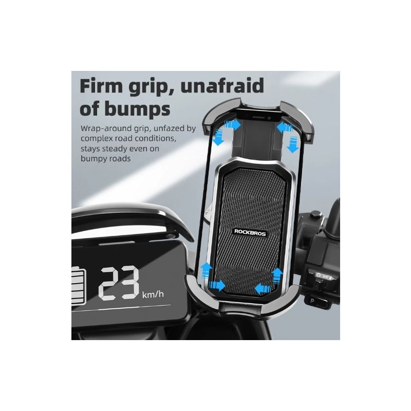 Support Téléphone ROCKBROS Vélo Moto 4.7-6.8 Pouces Antichoc Rotation 360° Accessoire Cyclisme Aventure