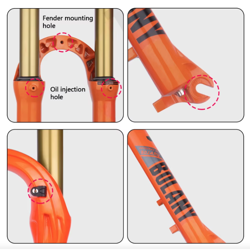 Fourche de VTT Bolany 27,5/29 pouces suspension pneumatique maniabilité optimale pour amateurs de VTT