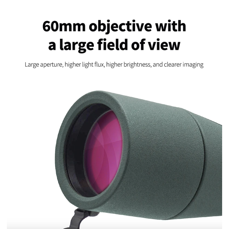 Longue-vue Télescope Monoculaire 25-75x60 Zoom ED Bak4 HD pour Observation Oiseaux Camping Plein air Nature
