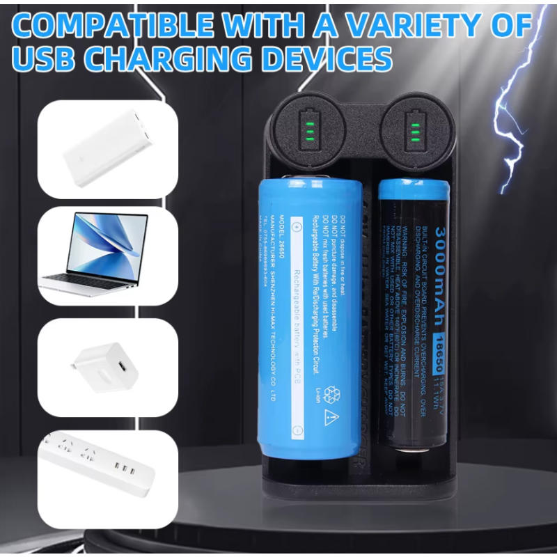 Chargeur de Batterie 21700 avec Technologie MCU Intelligente et Sécurité pour Batteries Lithium Rechargeables