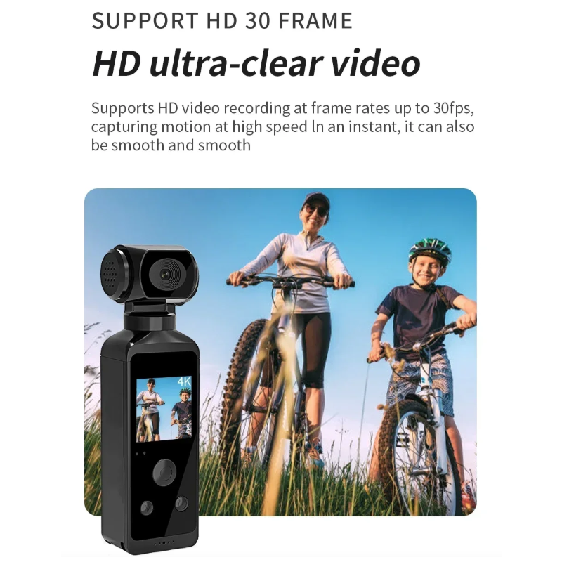 Caméra Sport 4K Ultra HD de Poche 270° Rotative WiFi Vlog Casque Vélo Voyage Enregistreur Mini Caméra d'Action