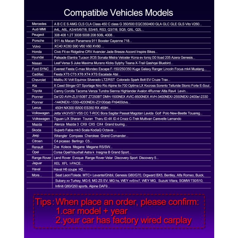 CarlinKit 4.0 CarPlay sans fil pour Audi VW Kia Adaptateur voiture compact Installation facile Plug and Play
