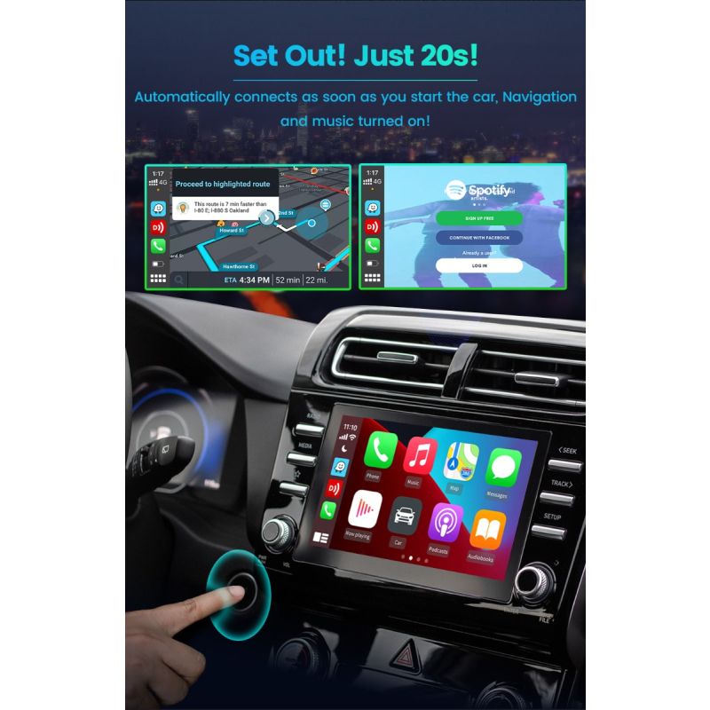 CarlinKit 4.0 CarPlay sans fil pour Audi VW Kia Adaptateur voiture compact Installation facile Plug and Play