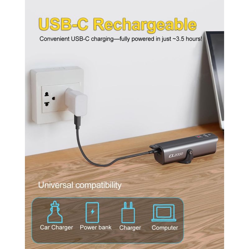 TOWILD CL2000 Phare Vélo 2000LM Super Lumineux Étanche, Lumière Avant VTT Route Cyclisme Nuit