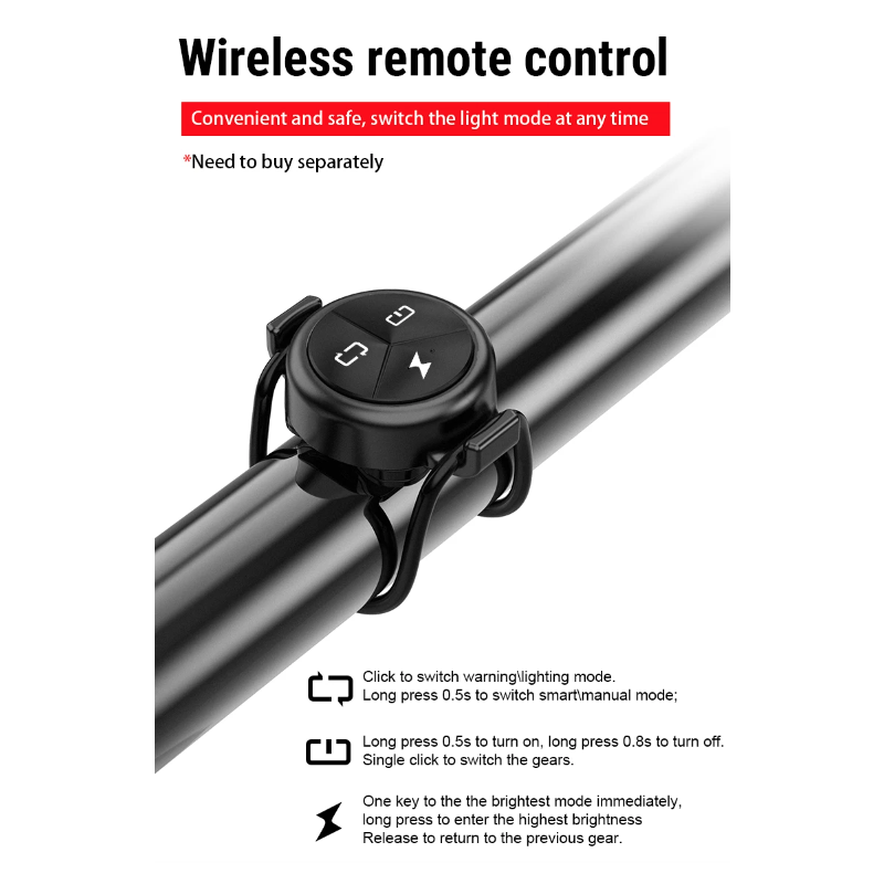 Lampe de vélo TOWILD CL600 LED rechargeable USB 2000mAh haute luminosité étanche sécurité cycliste