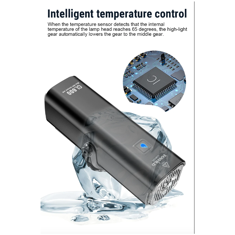 Lampe de vélo TOWILD CL600 LED rechargeable USB 2000mAh haute luminosité étanche sécurité cycliste