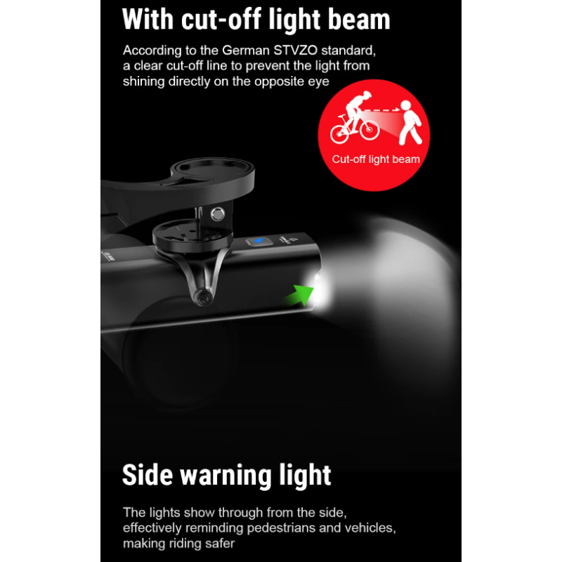Lampe de vélo TOWILD CL600 LED rechargeable USB 2000mAh haute luminosité étanche sécurité cycliste