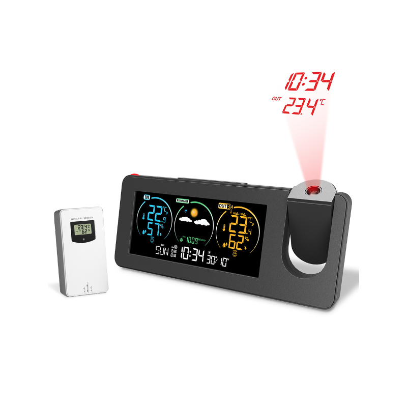 Horloge murale de projection multifonctionnelle Réveil numérique Station météo électronique Design élégant