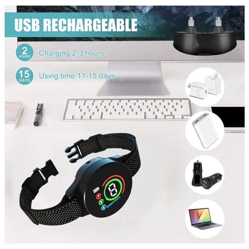 Collier Électronique pour Chien avec Reconnaissance Aboiement Intelligent et Algorithme Avancé Anti-aboiement