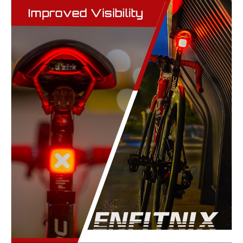 Enfitnix Cubelite III Feu Arrière Intelligent 30 Lumens Recharge USB Longue Durée Sécurité Cycliste