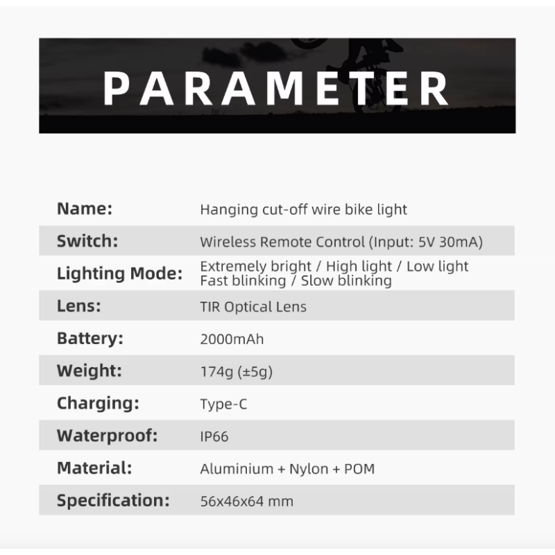 Phare vélo sans fil 1600LM haute luminosité avec télécommande intelligente pour sécurité cyclisme nocturne