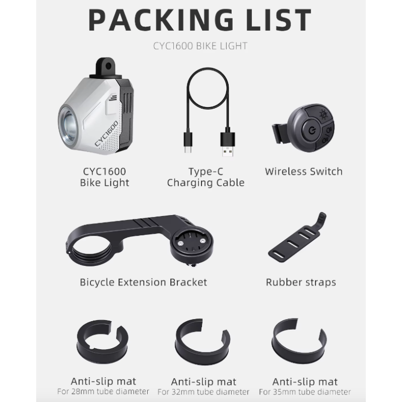 Phare vélo sans fil 1600LM haute luminosité avec télécommande intelligente pour sécurité cyclisme nocturne