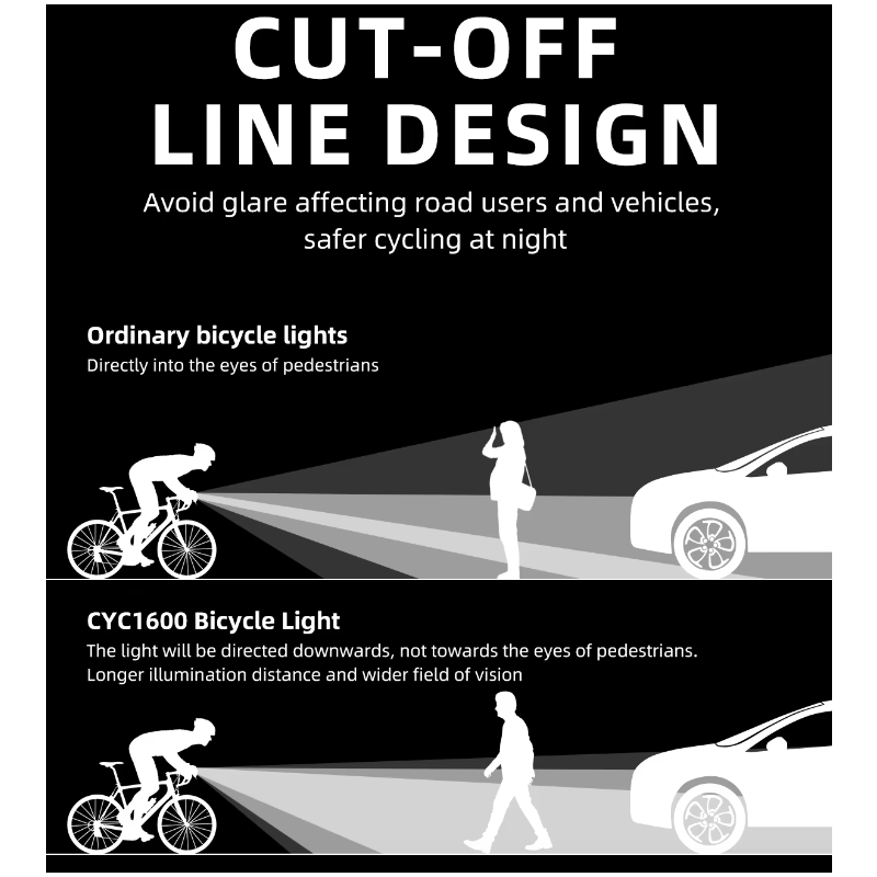 Phare vélo sans fil 1600LM haute luminosité avec télécommande intelligente pour sécurité cyclisme nocturne