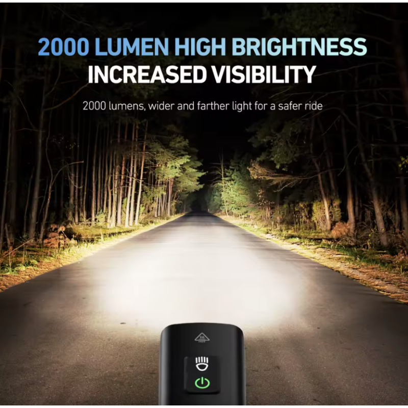 CYCLAMI BR2000 Phare Vélo Puissant 2000 Lumens USB-C | Lumière Avant VTT Route Haute Luminosité, Sécurité