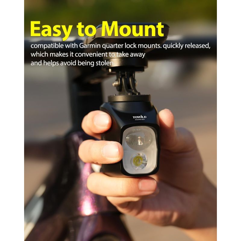 TOWILD DLite 1700 USB Rechargeable, 1900 Lumens - Lampe Vélo Étanche DL1700 pour Cyclisme