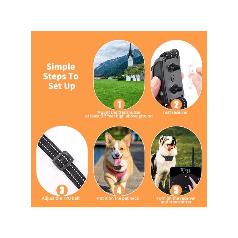 Clôture Électrique Sans Fil pour Chien Collier Rechargeable Dispositif Innovant Aide Sécuritaire Entraînement