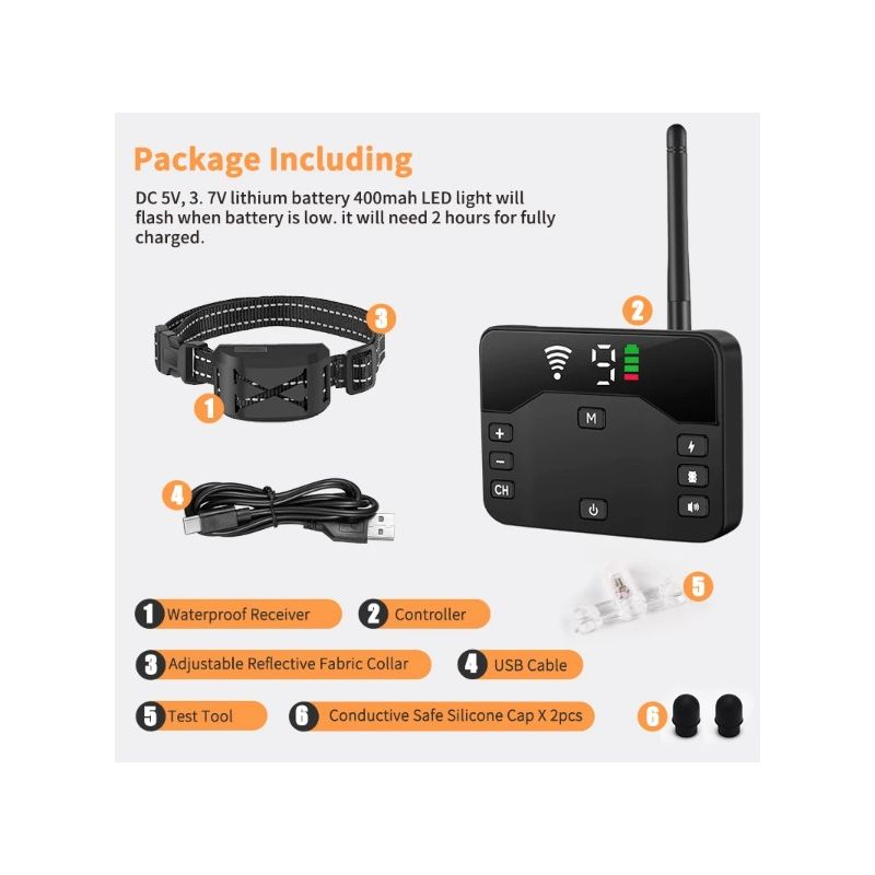 Clôture Électrique Sans Fil pour Chien Collier Rechargeable Dispositif Innovant Aide Sécuritaire Entraînement