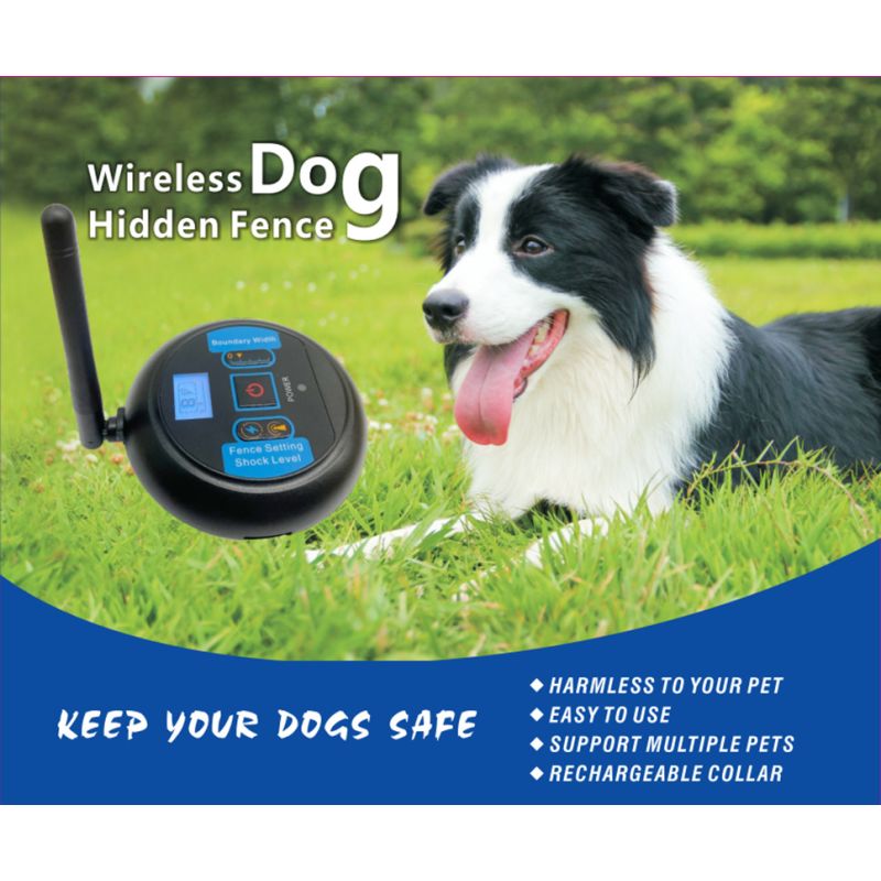 Clôture Électrique Sans Fil pour Chien avec Collier de Dressage Étanche et Réglable pour Sécurité Optimale