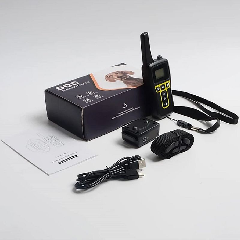 Collier de dressage pour chien électrique 1000m avec modes ajustables et contrôle des aboiements rechargeable