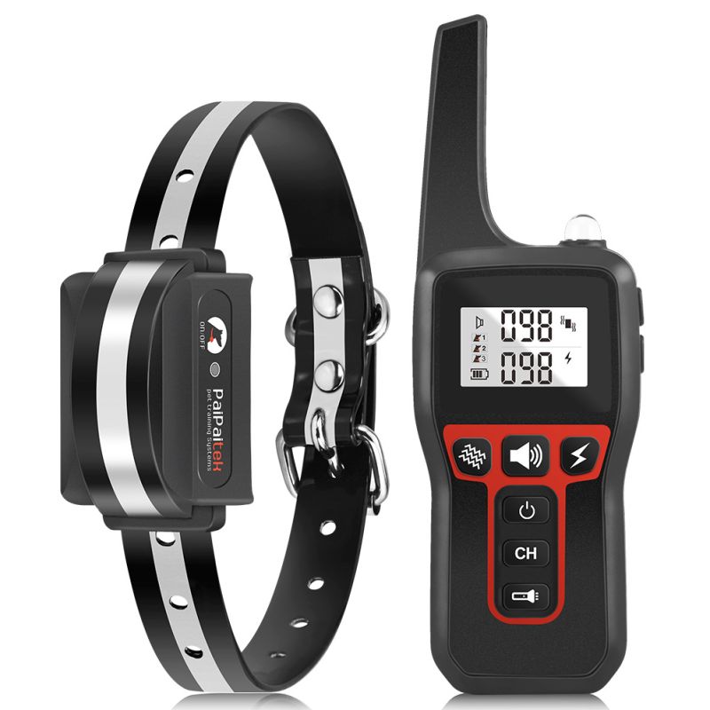 Collier de dressage pour chien électrique 1000m avec modes ajustables et contrôle des aboiements rechargeable