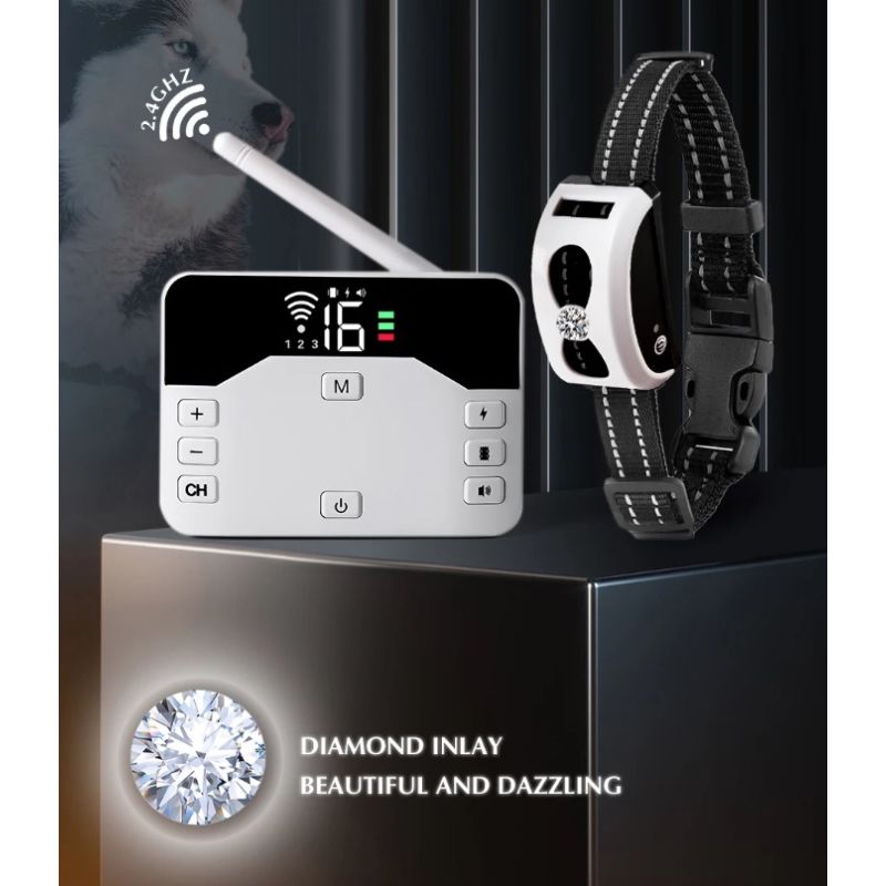 Clôture Sans Fil Chien 2-en-1 Système de Clôture Électronique et Collier de Dressage pour Tous Tailles Chiens