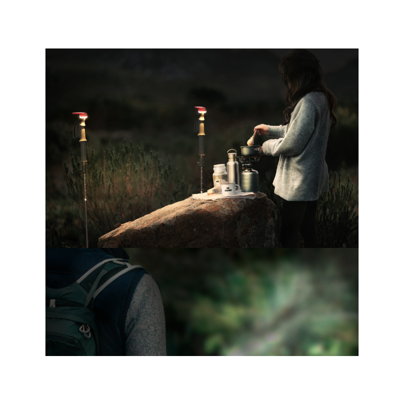 GUITORCH Trail Back Bâtons de Randonnée Lumineux Légers Alu pour Randonnée Nocturne Sécurisée