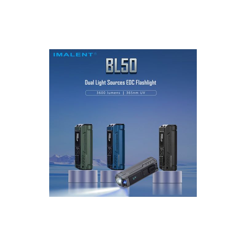 Lampe de poche LED IMALENT BL50 3600 lumens rechargeable Type-C pour aventures en plein air design compact