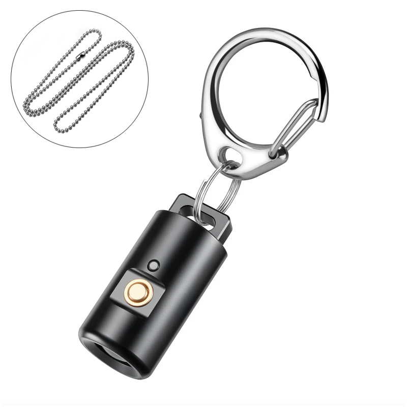 Mini Lampe de Poche LED Rechargeable USB pour Camping, Randonnée, Porte-clés & Collier - Compacte, Urgence