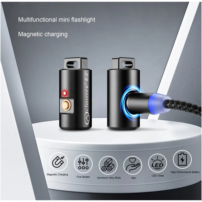 Mini Lampe de Poche LED Rechargeable USB pour Camping, Randonnée, Porte-clés & Collier - Compacte, Urgence