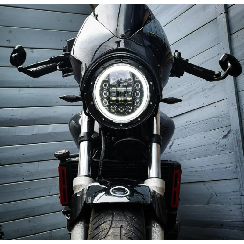 Phare moto LED 7 pouces Harley Jeep Wrangler 75W aluminium moulé étanche IP67 faisceau DRL lumière blanche 6000K