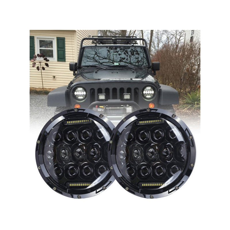 Phare moto LED 7 pouces Harley Jeep Wrangler 75W aluminium moulé étanche IP67 faisceau DRL lumière blanche 6000K
