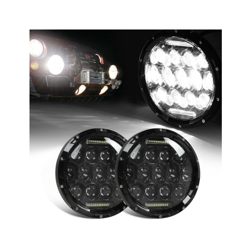 Phare moto LED 7 pouces Harley Jeep Wrangler 75W aluminium moulé étanche IP67 faisceau DRL lumière blanche 6000K