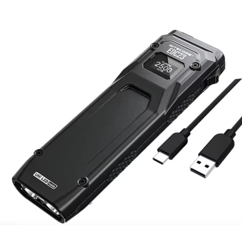 Lampe torche LED NITECORE EDC23 puissante 2500 lumens rechargeable USB-C écran OLED pour randonnée et usage quotidien