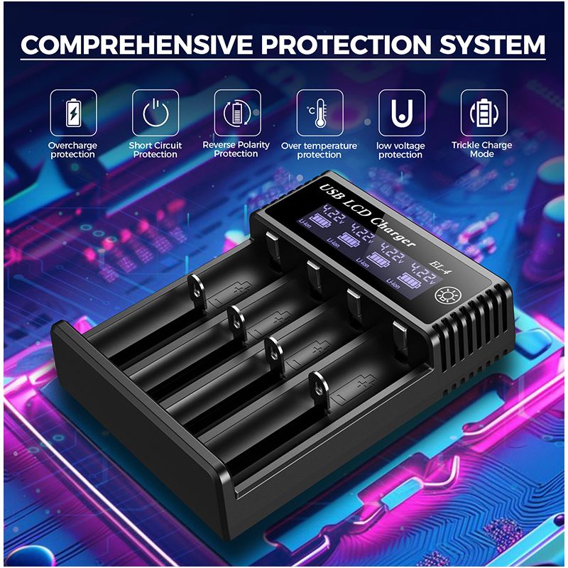 Chargeur USB LCD Intelligent pour Batteries Lithium Rechargeables 18650 3,7 V Écran LCD Gestion Efficace
