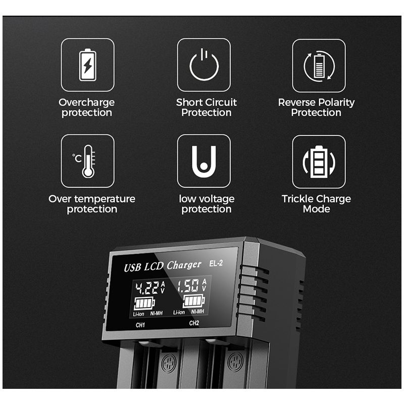 Chargeur USB LCD Intelligent pour Batteries Lithium Rechargeables 18650 3,7 V Écran LCD Gestion Efficace