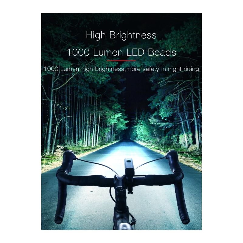 EOS530 Feu Avant Vélo 1000 Lumens Lampe Rechargeable USB Éclairage Haute Performance IPX4 Étanche Cyclisme