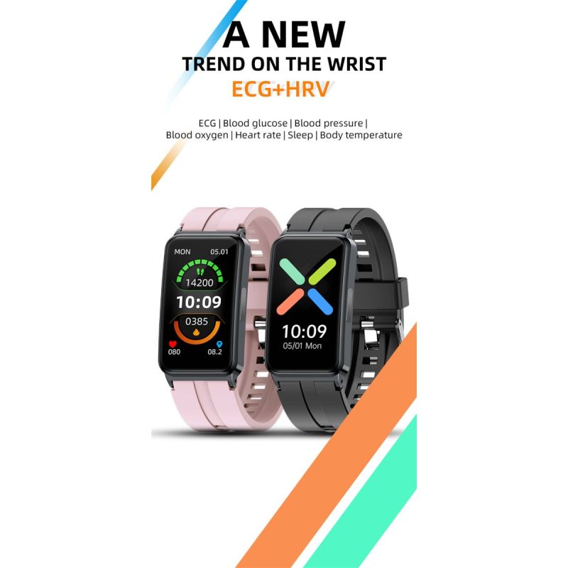 EP01 Montre Connectée Smartwatch Santé ECG PPG Glycémie Température FC Sommeil Sport Fitness Tracker HD 1.47