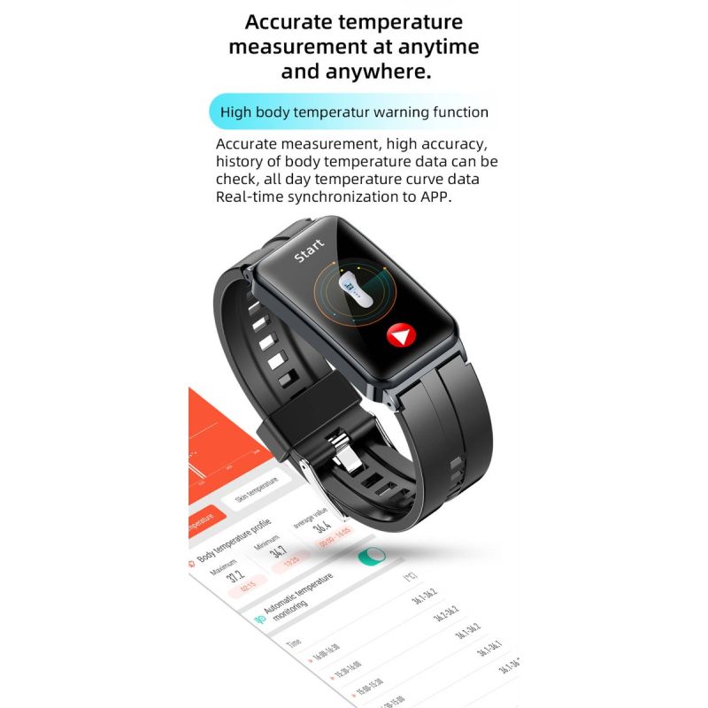 EP01 Montre Connectée Smartwatch Santé ECG PPG Glycémie Température FC Sommeil Sport Fitness Tracker HD 1.47
