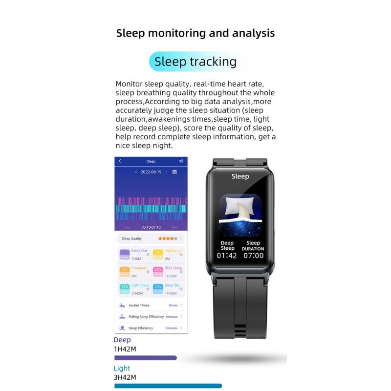 EP01 Montre Connectée Smartwatch Santé ECG PPG Glycémie Température FC Sommeil Sport Fitness Tracker HD 1.47