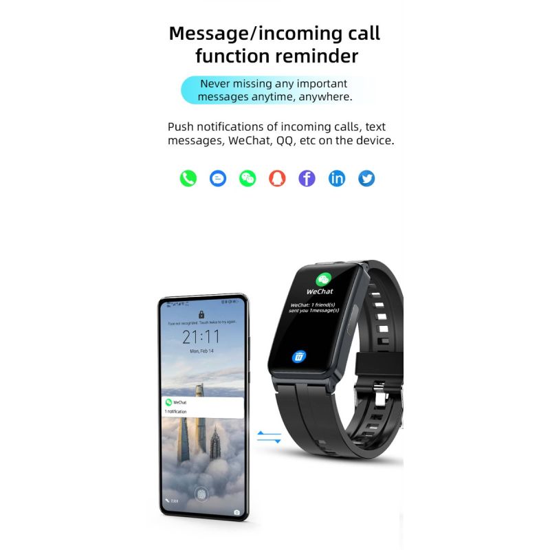 EP01 Montre Connectée Smartwatch Santé ECG PPG Glycémie Température FC Sommeil Sport Fitness Tracker HD 1.47