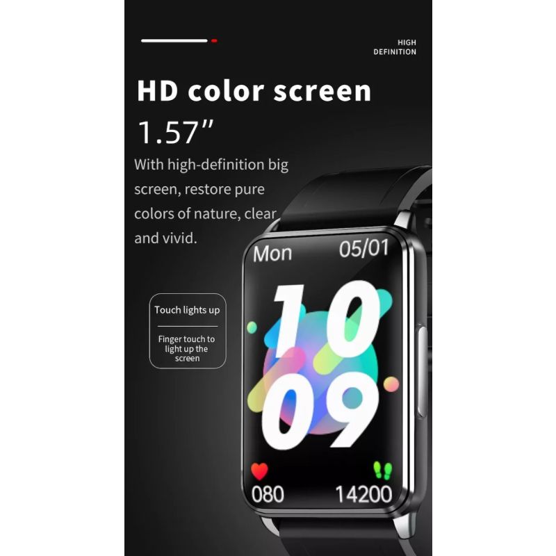 EP02 Smart Watch Glycémie ECG PPG Température Fréquence Cardiaque IPS HD Étanche Fitness Tracker Sommeil/HRV