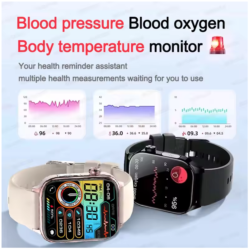 Montre connectée ET585 ECG PPG: Diagnostic AI, Lipides, Acide Urique, Hommes & Femmes, Santé Complète