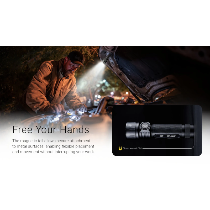 Nitecore EX7 - Lampe de Poche 6000 Lumens USB-C Rechargeable. Puissante pour Extérieur, Randonnée, Camping.