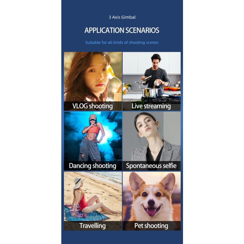 Stabilisateur F10 Pro cardan 3 axes pour vidéographie mobile et qualité vidéo fluide compatible Android iPhone